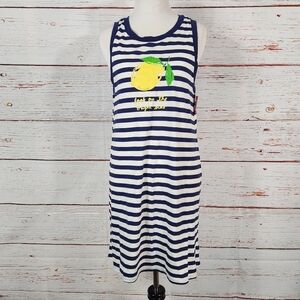 KATE SPADE Blue and White Striped Night Shirt Pajamas Size Small